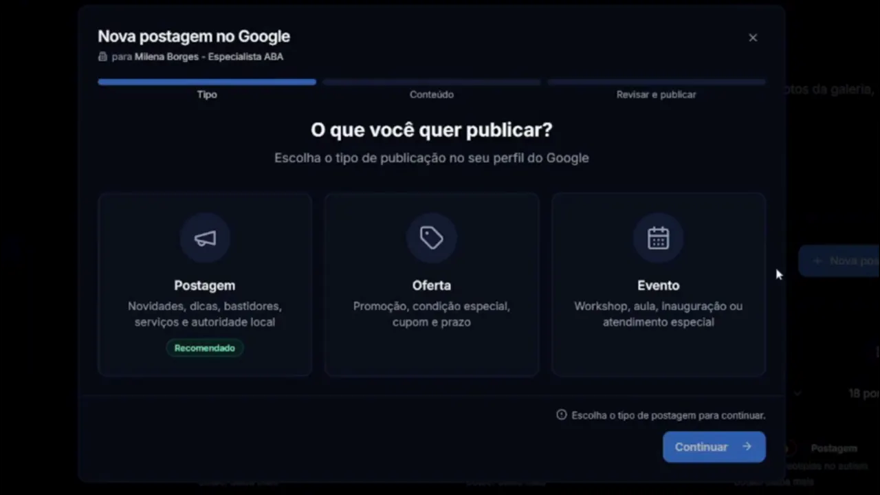 Demonstração do perfil no Google criado pela Máquina de Clientes
